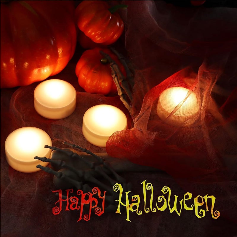 QIDEA Halloween LED Pumpkin Lights with Remote and Timer, Battery Operated Jack-O-Lantern, Bright Flickering Flameless Candles for Pumpkin Decor, Halloween Party Decorations, White, 6 Pack - Image 5